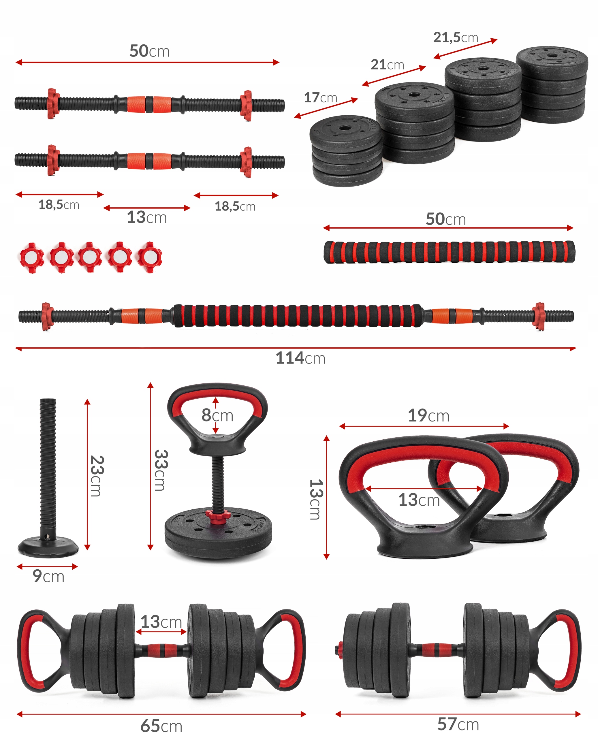 Hantle regulowane 6w1 sztanga kettlebell Sapphire SG-1120K 2x20kg 