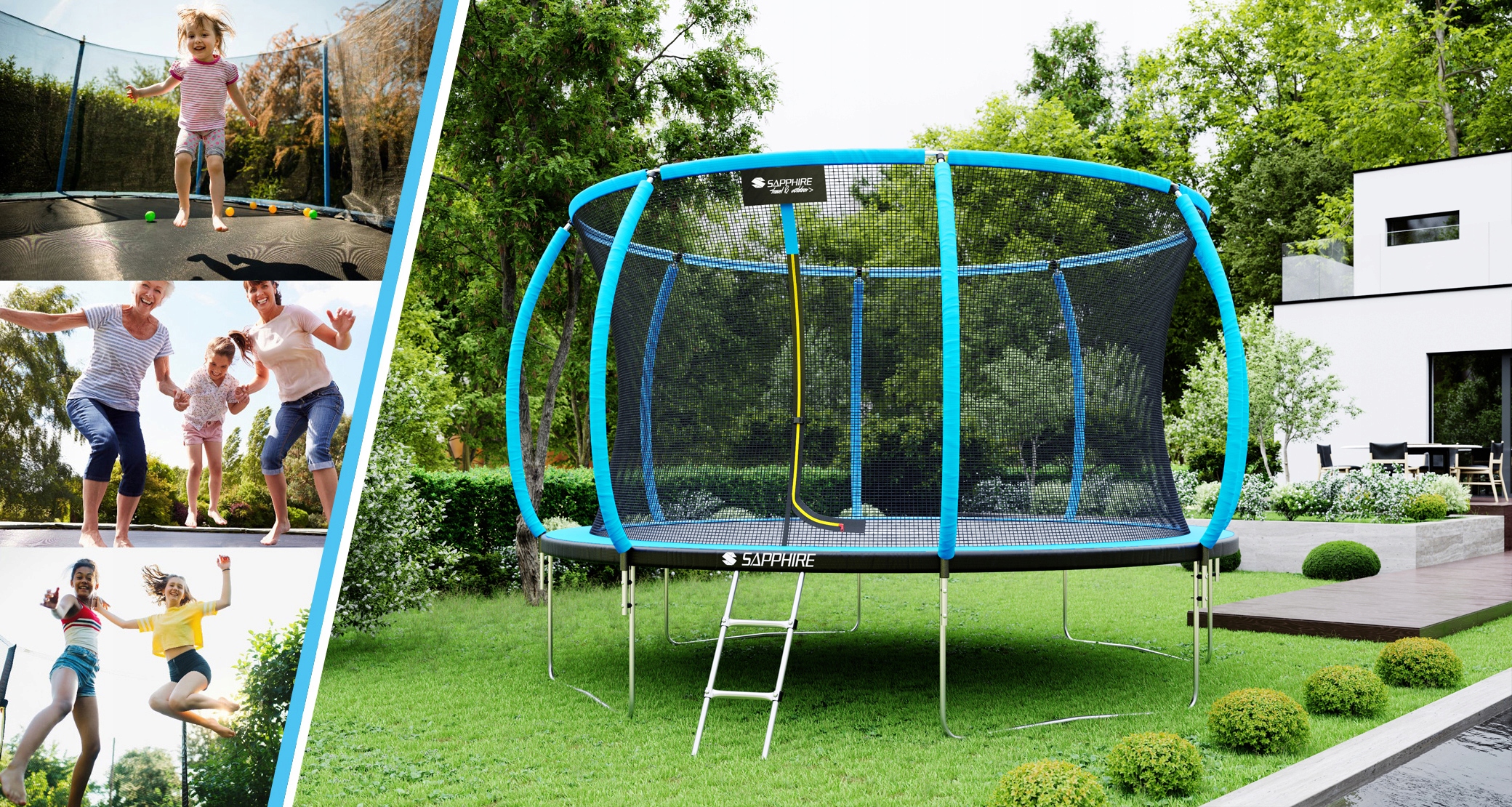 Trampolina Sapphire ST-1212W 12FT 374 cm z siatką wewnętrzną