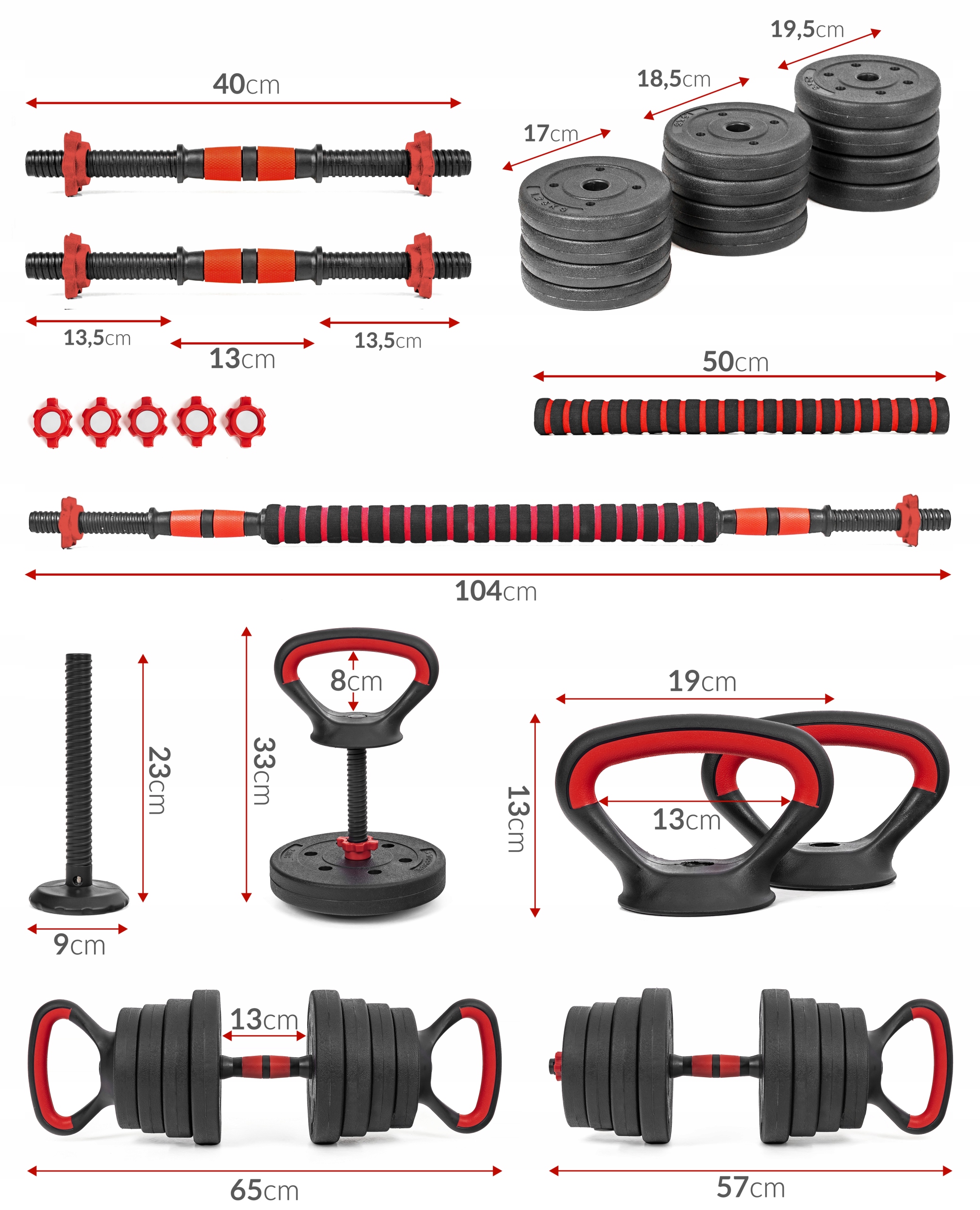 Hantle regulowane 6w1 sztanga kettlebell Sapphire SG-1110K 2x10kg