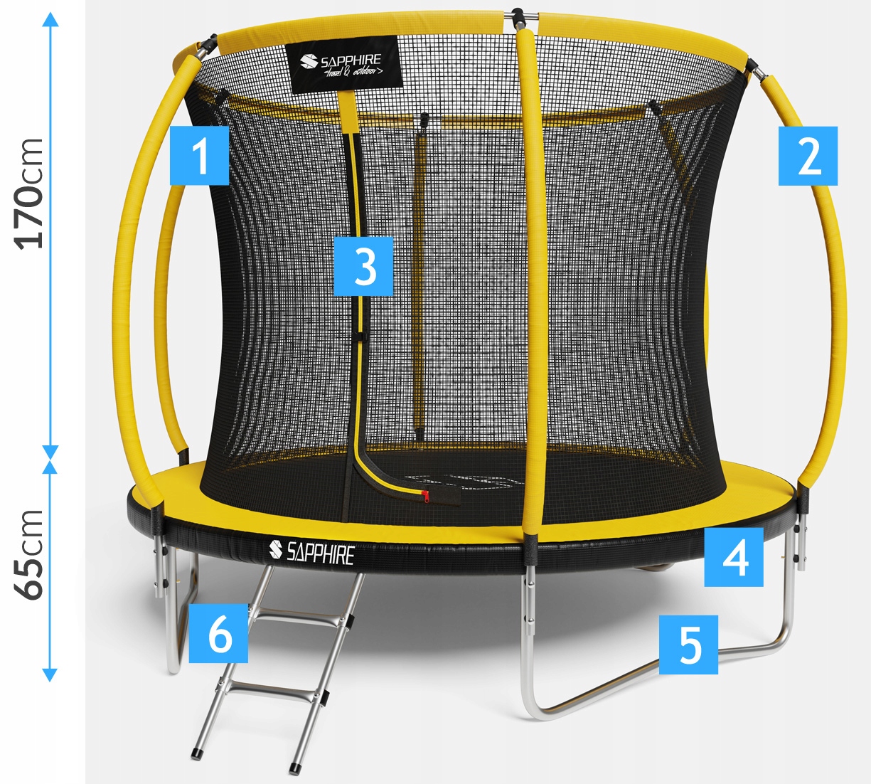 Trampolina Sapphire ST-1010W 10FT 312 cm z siatką wewnętrzną + drabinka GRATIS - pomarańczowa