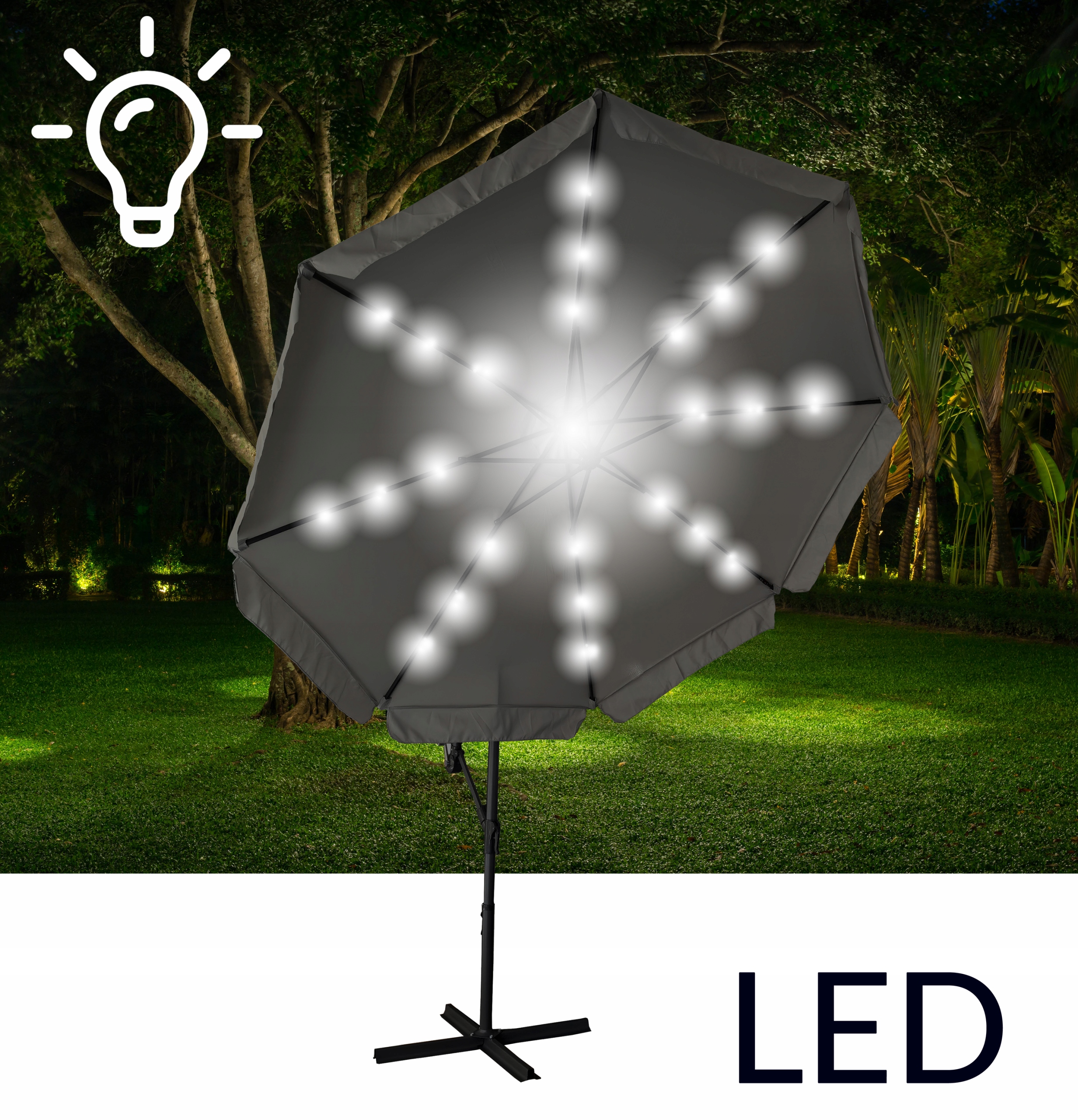 Duży parasol ogrodowy oświetlenie LED Sapphire ST-2060 Calipo 350 cm