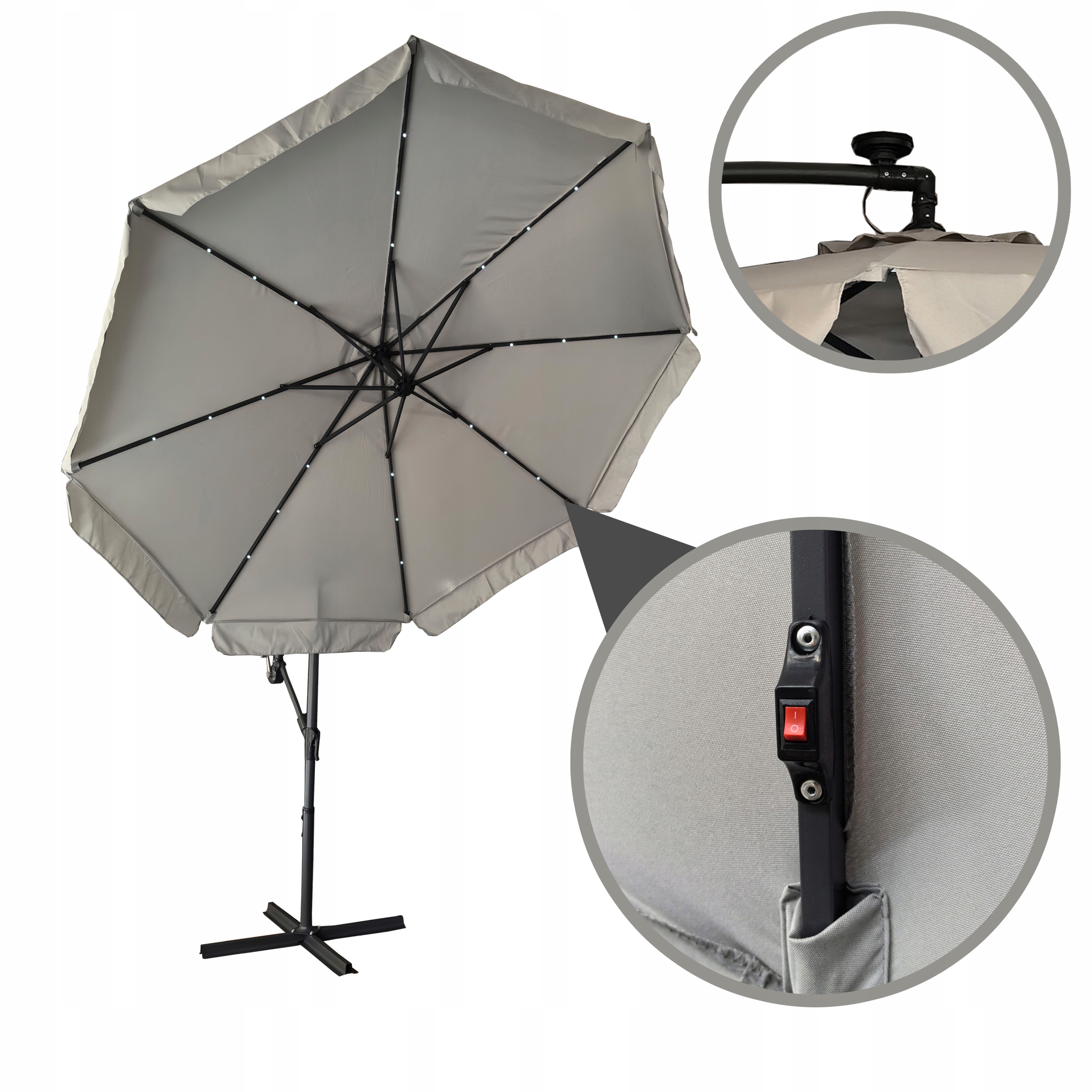 Duży parasol ogrodowy oświetlenie LED Sapphire ST-2060 Calipo 350 cm