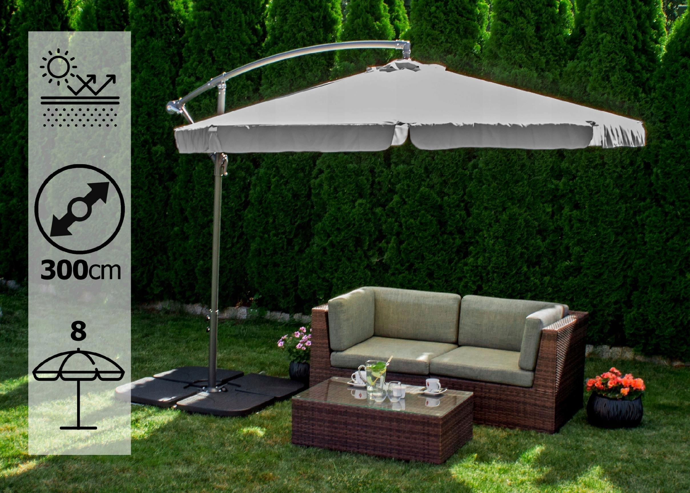 Duży parasol ogrodowy oświetlenie LED Sapphire ST-2060 Calipo 350 cm