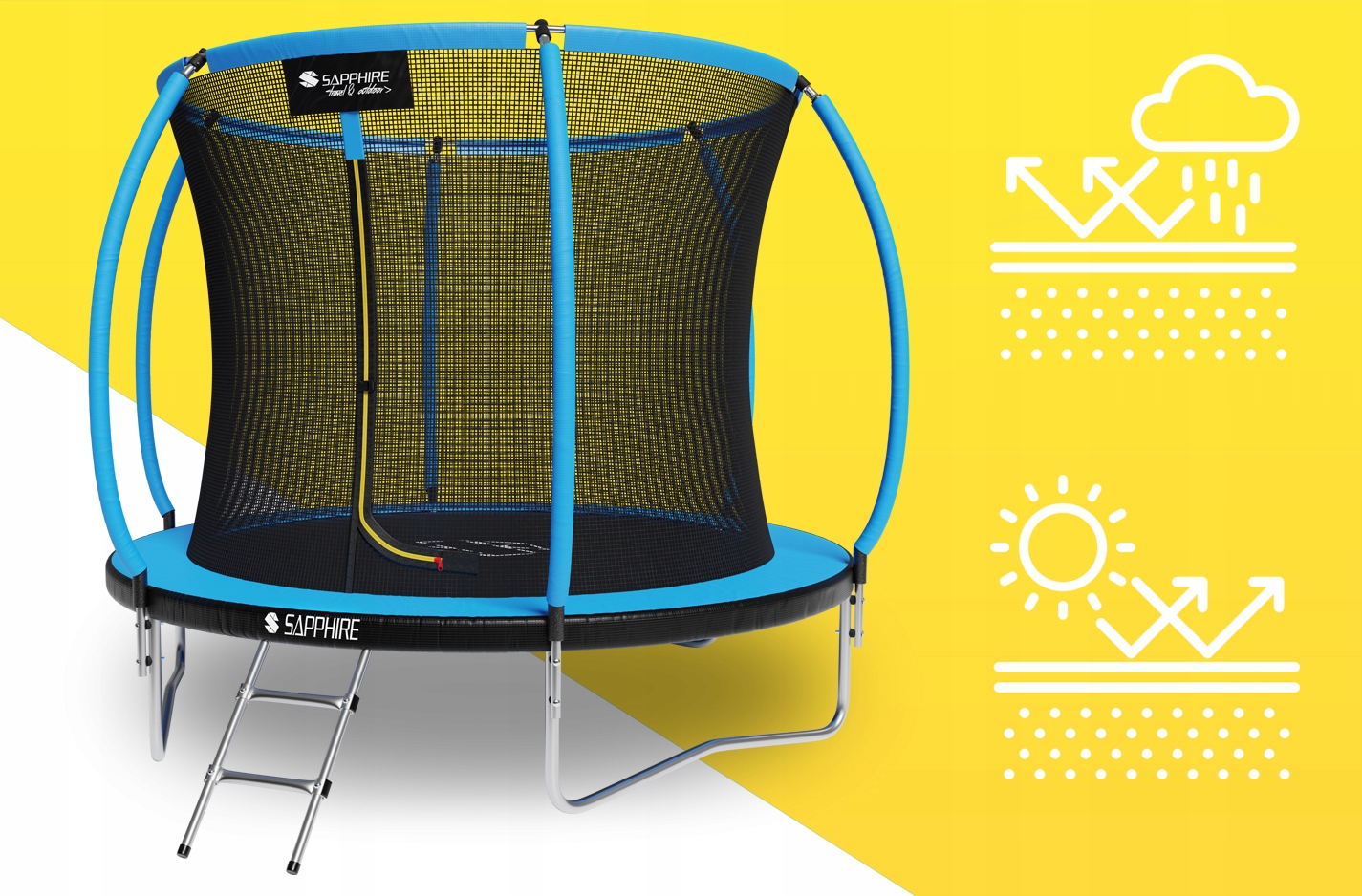 Trampolina Sapphire ST-1010W 10FT 312 cm z siatką wewnętrzną + drabinka GRATIS - niebieska