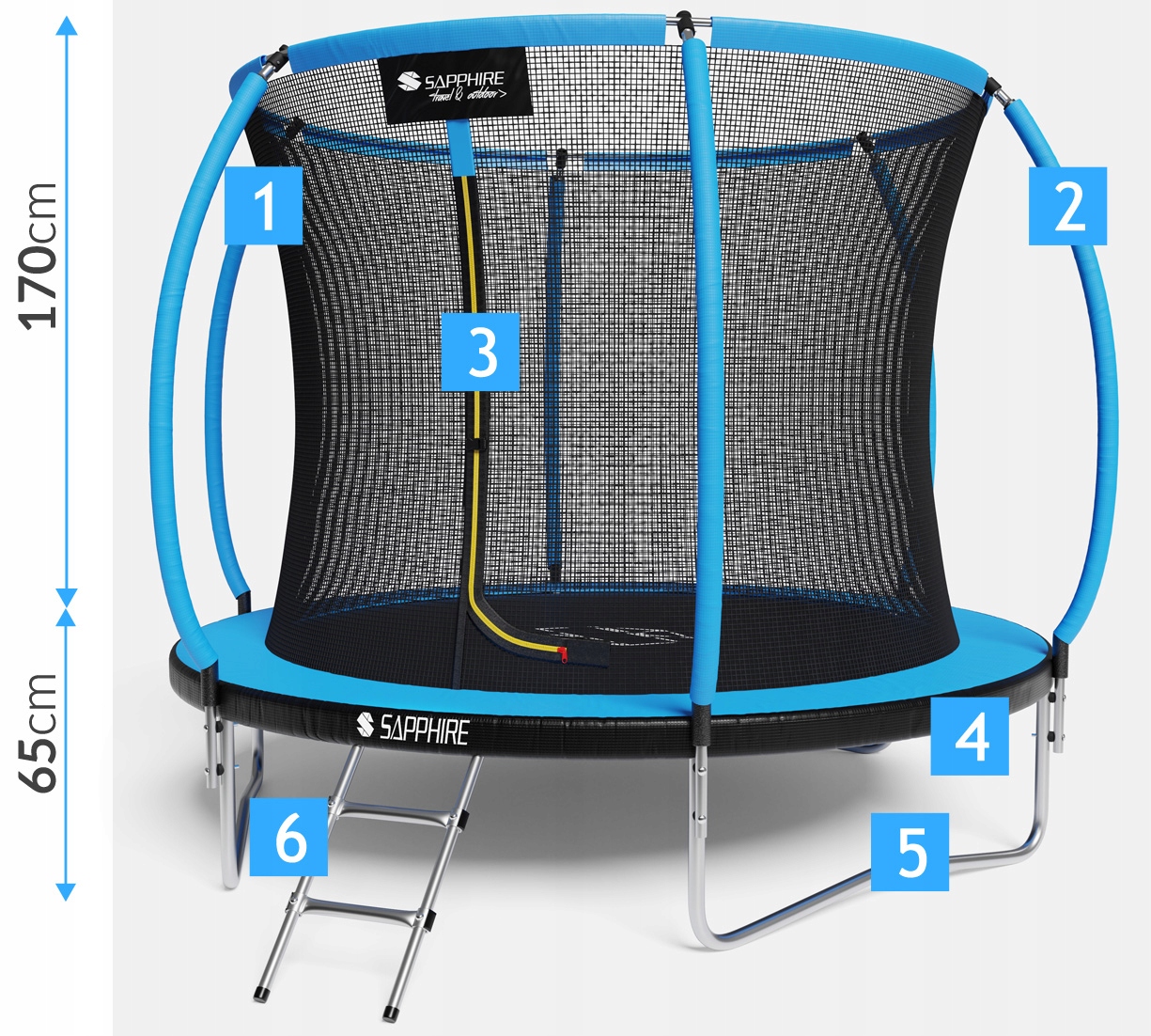 Trampolina Sapphire ST-1010W 10FT 312 cm z siatką wewnętrzną + drabinka GRATIS - niebieska